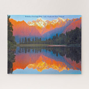 Verjaardagswensen van Lake Matheson Nieuw-Zeeland Legpuzzel