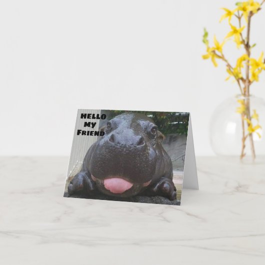 **VERJAARDAGSWENSEN** VAN SCHATTIGEE HIPPO KAART (Gele Bloem)