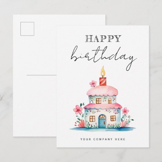 Verjaardagswensen Verjaardagstaart Huis Makelaardi Briefkaart (Voorkant / Achterkant)