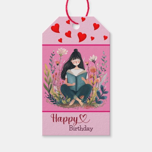 Verjaardagswensen voor boekenwurmen  cadeaulabel (Voorkant)