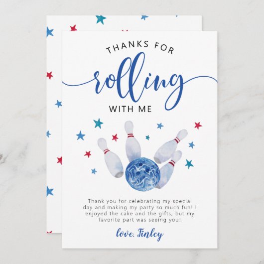 Verjaardagswensen voor Bowling Blue Bedankt dat je (Voorkant / Achterkant)