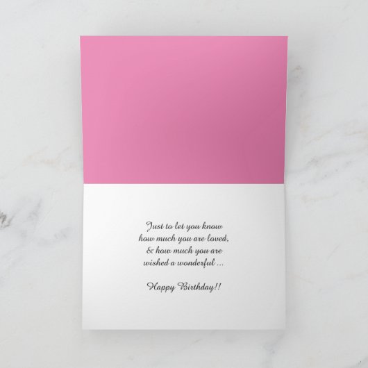 Verjaardagswensen voor een dochter, op roze. kaart (Binnen)