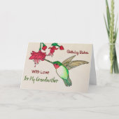 Verjaardagswensen voor oma kolibrie schilderij kaart (Voorkant)