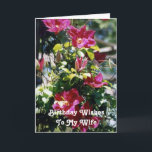 Verjaardagswensen, Vrouw,  Clematis bloeit. Kaart<br><div class="desc">,  roze Clematis te zien op deze verjaardagsgroet voor een vrouw.</div>