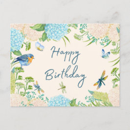 Verjaardagswensen Waterverf Hydrangea Bloemen Briefkaart