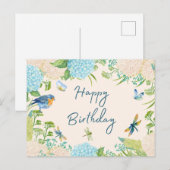 Verjaardagswensen Waterverf Hydrangea Bloemen Briefkaart (Voorkant / Achterkant)