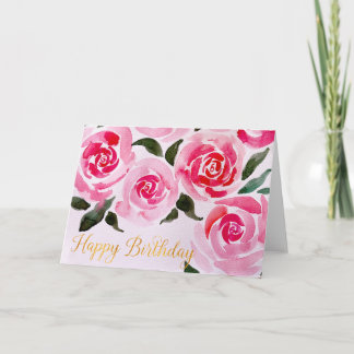 Verjaardagswensen Waterverfrozen Bloemen voor haar Kaart