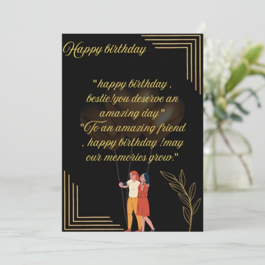Verjaardagswensenkaart voor beste vriendin kaart (Staand voorkant)