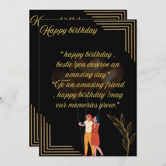 Verjaardagswensenkaart voor beste vriendin kaart (Voorkant / Achterkant)