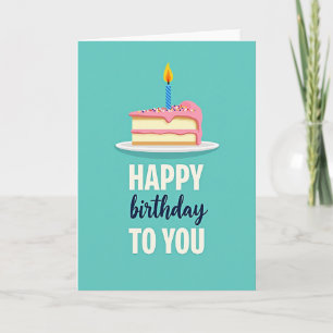 Verjaardagswenskaart met turquoise cake kaart