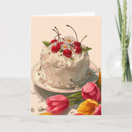 Verjaardagswenskaart met zoete cake kaart