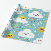 Verjaardagswolken regenen Confetti met lachende zo Cadeaupapier (Uitgerold)