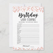 Verjaardagswoord scramble met antwoorden spel Kaar Kaart (Voorkant)