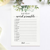 Verjaardagswoord scramble met antwoorden spel Kaar Kaart