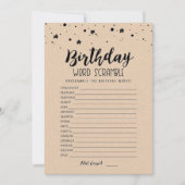 Verjaardagswoord scramble met antwoorden spel Kaar Kaart (Voorkant)