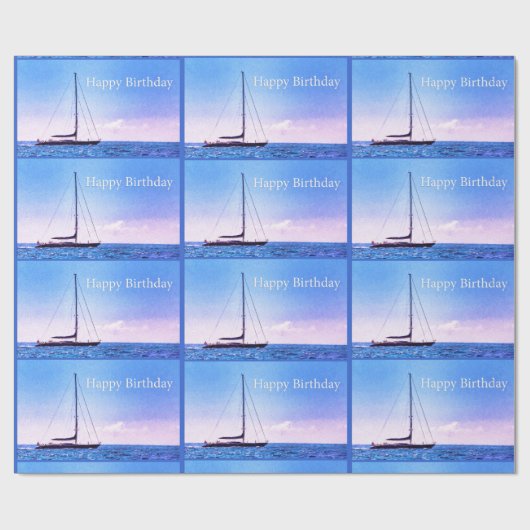 Verjaardagswrap met zeilboot cadeaupapier (Vlak)