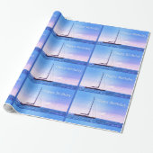 Verjaardagswrap met zeilboot cadeaupapier (Uitgerold)