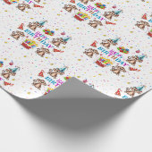 Verjaardagswrap Papier Aap Cupcake (Hoek)