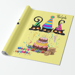 Verjaardagswrap Papier Kat Lady Verjaardag