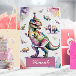 Verjaardagszak met op maat gemaakte dinosaurus voo medium cadeauzakje