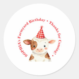 Verjaardagszakje boerderij - bewerkbare sluiting ronde sticker