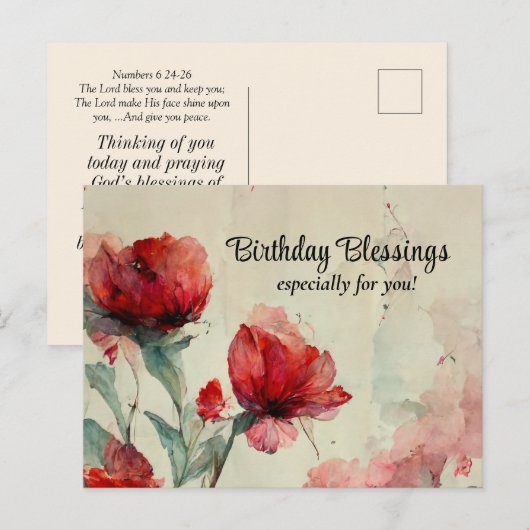 Verjaardagszegen Bijbelvers Gebed Christen Briefkaart (Voorkant / Achterkant)