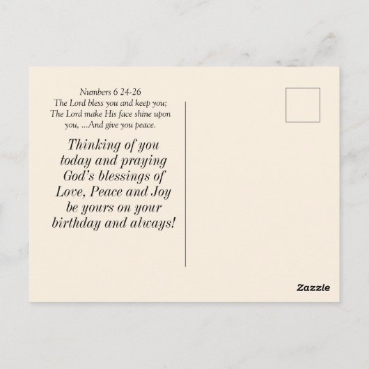 Verjaardagszegen Bijbelvers Gebed Christen Briefkaart (Achterkant)