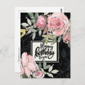 Verjaardagszegen Bijbelvers Roze Bloemen Briefkaart (Voorkant / Achterkant)