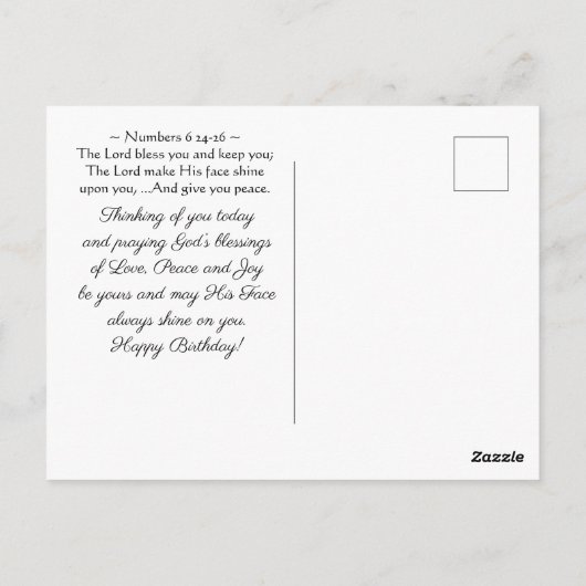 Verjaardagszegen Bijbelvers Roze Bloemen Briefkaart (Achterkant)