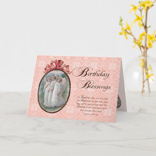 Verjaardagszegeningen Engelen Kaart (Gele Bloem)