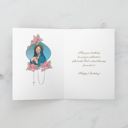Verjaardagszegeningen Viering Maagd Maria Kaart (Binnen)
