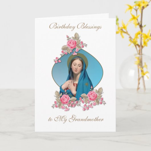 Verjaardagszegeningen Viering Maagd Maria Kaart (Gele Bloem)