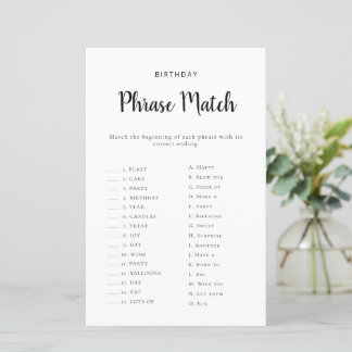 Verjaardagszin Matching Game Printbaar