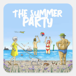 Verjaardagszomerstrandfeest Vierkante Sticker