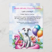 Verjaardagszwembadfeest Uitnodiging Puppy Splash (Voorkant / Achterkant)