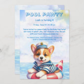 Verjaardagszwembadfeest Uitnodiging Puppy Splash (Voorkant / Achterkant)