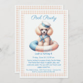 Verjaardagszwembadfeest Uitnodiging Puppy Splash (Voorkant / Achterkant)