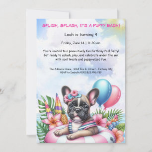 Verjaardagszwembadfeest Uitnodiging Puppy Splash