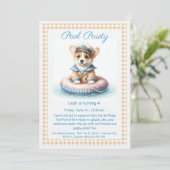 Verjaardagszwembadfeest Uitnodiging Puppy Splash (Staand voorkant)
