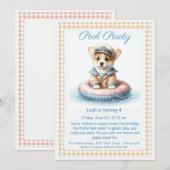 Verjaardagszwembadfeest Uitnodiging Puppy Splash (Voorkant / Achterkant)