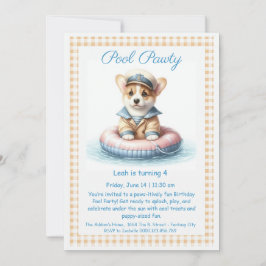 Verjaardagszwembadfeest Uitnodiging Puppy Splash