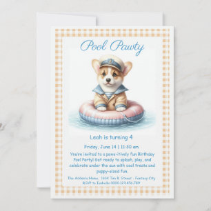 Verjaardagszwembadfeest Uitnodiging Puppy Splash