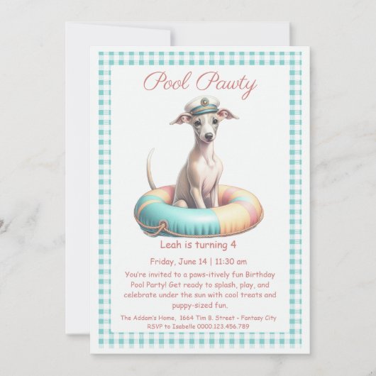 Verjaardagszwembadfeest Uitnodiging Puppy Splash (Voorkant)