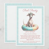 Verjaardagszwembadfeest Uitnodiging Puppy Splash (Voorkant / Achterkant)