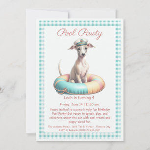 Verjaardagszwembadfeest Uitnodiging Puppy Splash