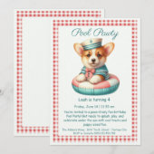 Verjaardagszwembadfeest Uitnodiging Puppy Splash (Voorkant / Achterkant)
