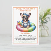 Verjaardagszwembadfeest Uitnodiging Puppy Splash (Staand voorkant)
