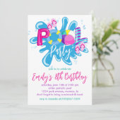 Verjaardagszwembadfeestje Kaart (Staand voorkant)