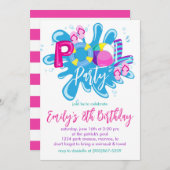 Verjaardagszwembadfeestje Kaart (Voorkant / Achterkant)