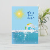 Verjaardagszwembadfeestje met strandbal kaart (Staand voorkant)